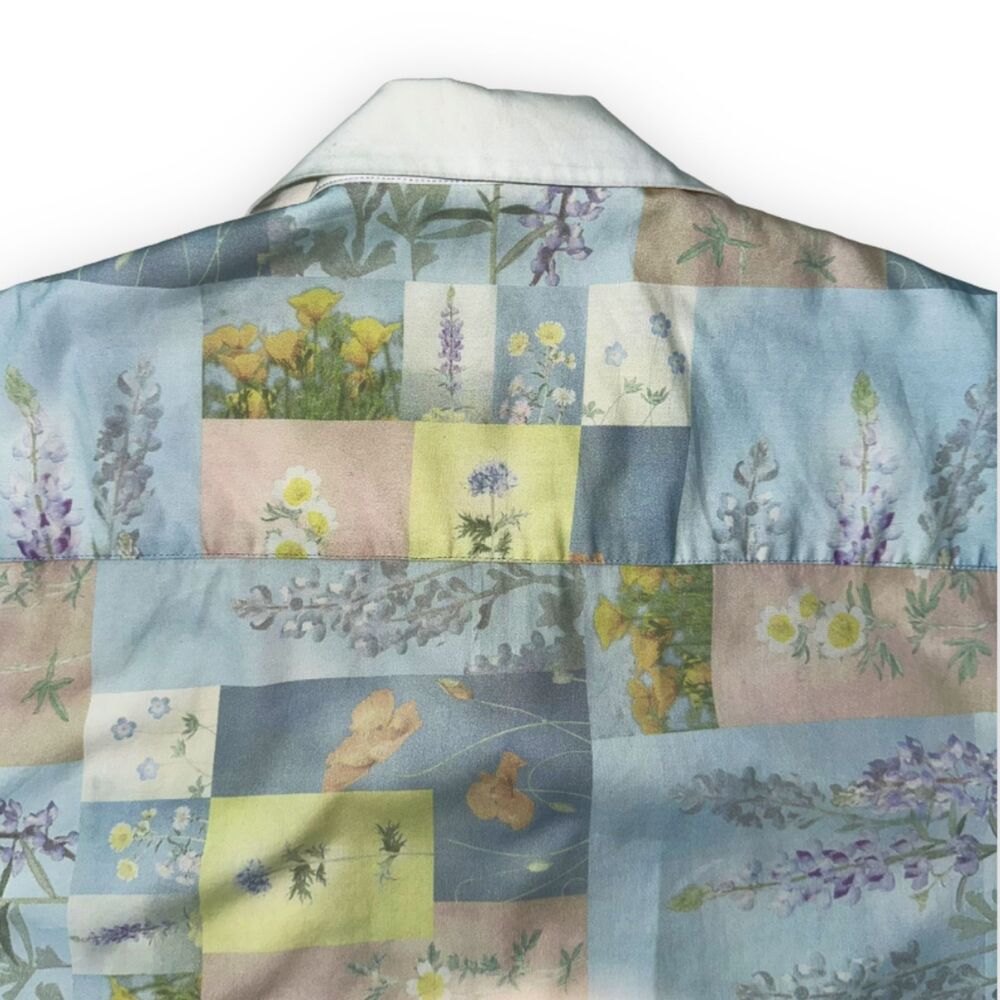John Elliott Floral Print Camp Shirt in Super Bloom Grid Short Sleeve Sz 2 M - Picture 8 of 11